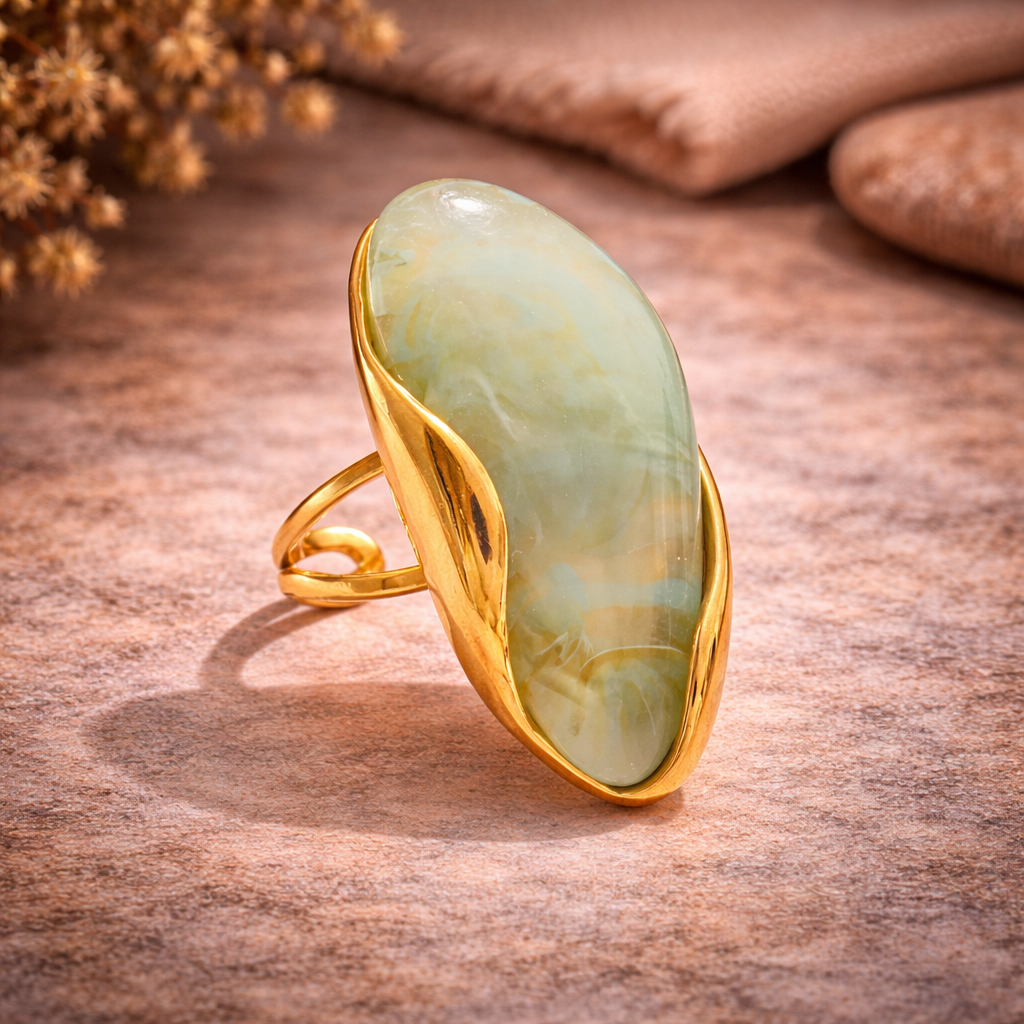 Organic Gemstone Adjustable Statement Rings