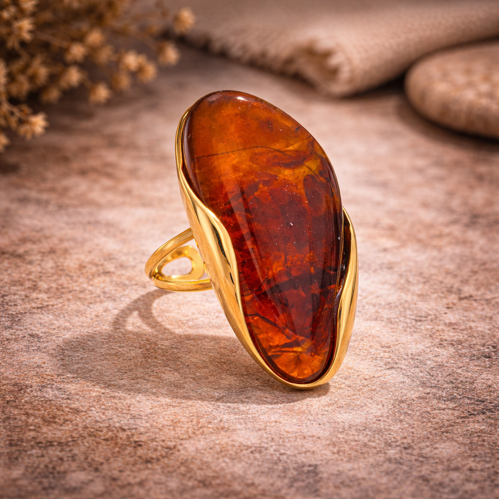 Organic Gemstone Adjustable Statement Rings