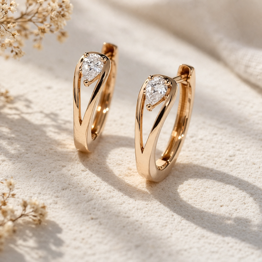 Exquisite Zirconia Golden Drop Earrings