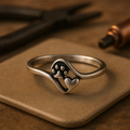 Vintage Silver Paw and Heart Ring