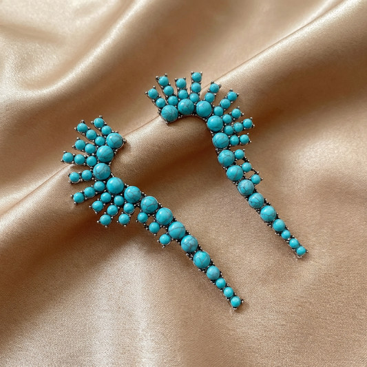 Classic Boho Western Style Turquoise Cluster Dangle Earrings