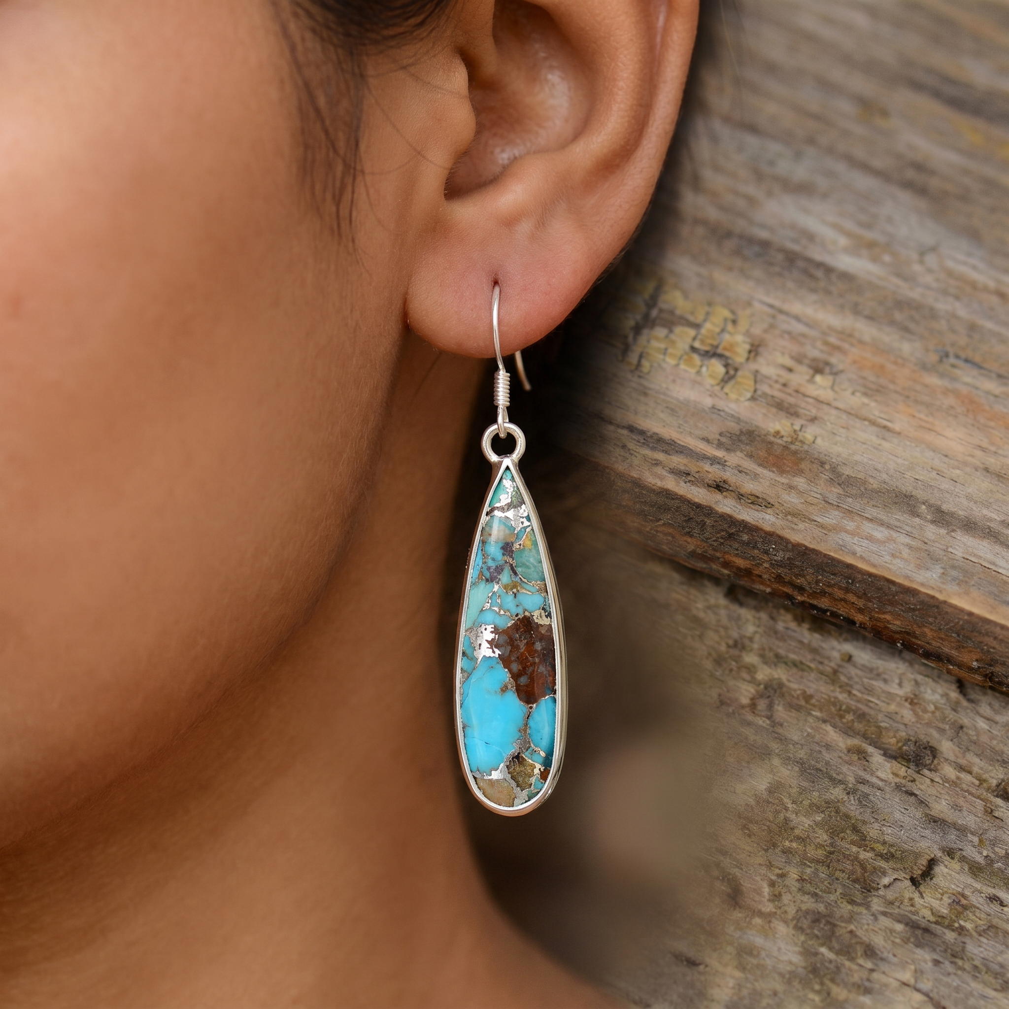 Chic Turquoise Jasper Teardrop Earrings
