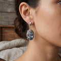 Blue Quartz Gem Earrings retro crystal Earrings