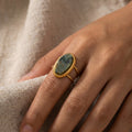 Green Jasper Adjustable Double Ring