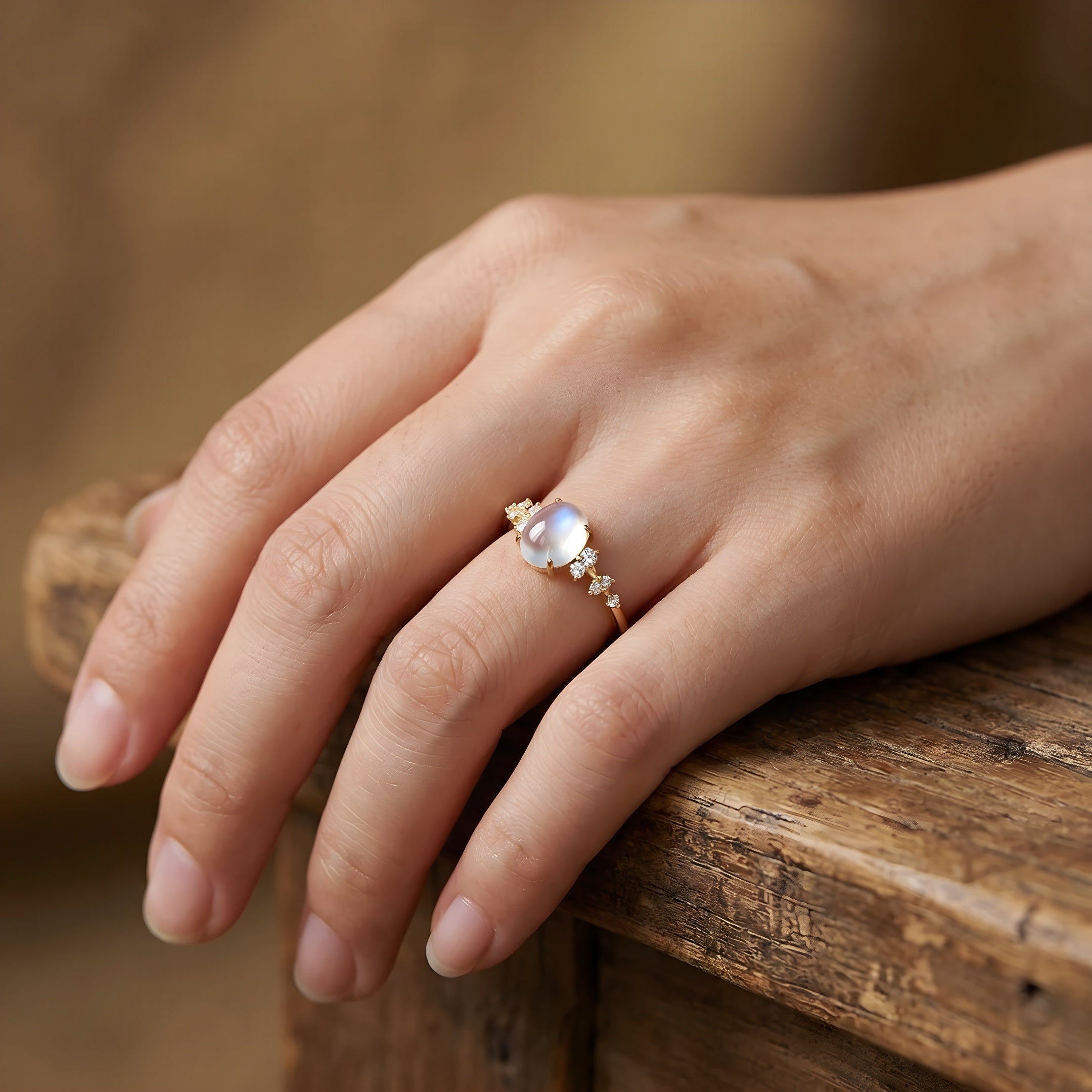 Lunar Glow Moonstone Diamond Ring