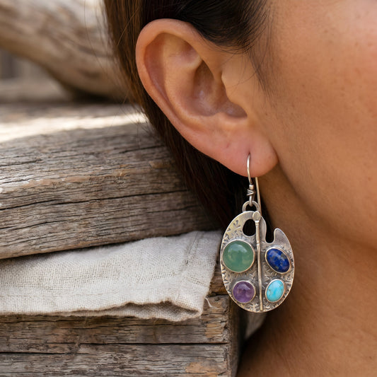 Artist Palette Gemstone Drop Earrings