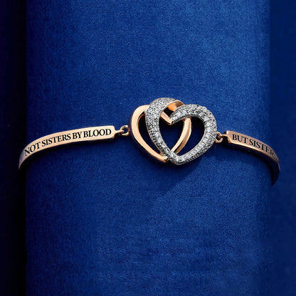 For Friend - Not Sisters By Blood But Sisters By Heart Double Heart Bracelet