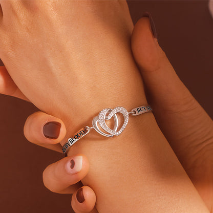 FOR FRIEND - NOT SISTERS BY BLOOD BUT SISTERS BY HEART DOUBLE HEART BRACELET