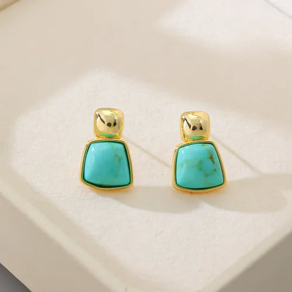 Vintage Gold-Tone Geometric Square Earrings