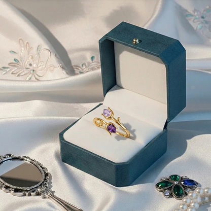 🌷Mother&Daughter Double Birthstones Tulip Ring