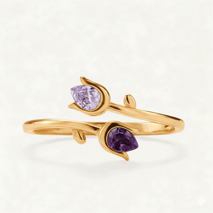 For Friend- We Will Bloom In Our Own Lives Birthstones Tulip Ring