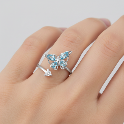 FOR MEMORIAL - THEY FLY WITH US CUSTOM BIRTHSTONE BUTTERFLY RING