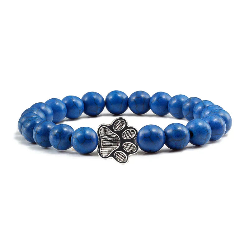 Beaded Paw Bracelet Natural Stone Design