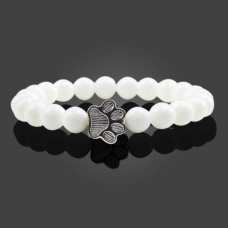 Beaded Paw Bracelet Natural Stone Design