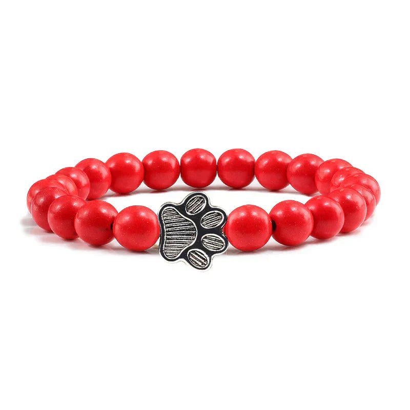 Beaded Paw Bracelet Natural Stone Design