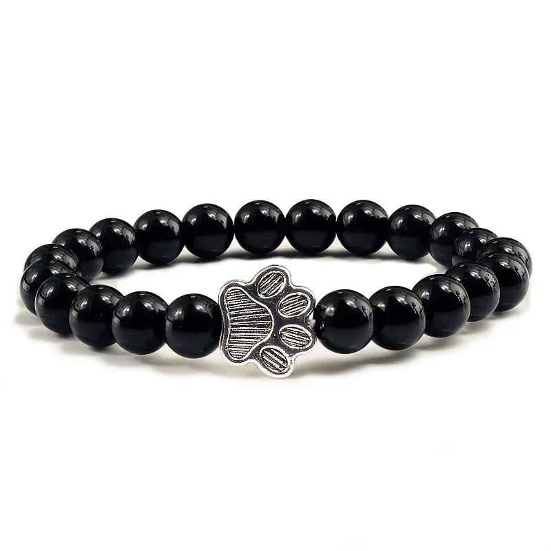 Beaded Paw Bracelet Natural Stone Design