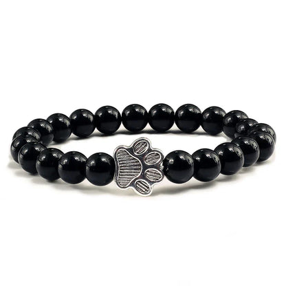 Beaded Paw Bracelet Natural Stone Design
