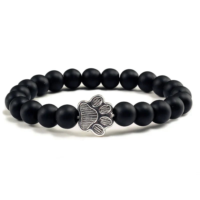 Beaded Paw Bracelet Natural Stone Design