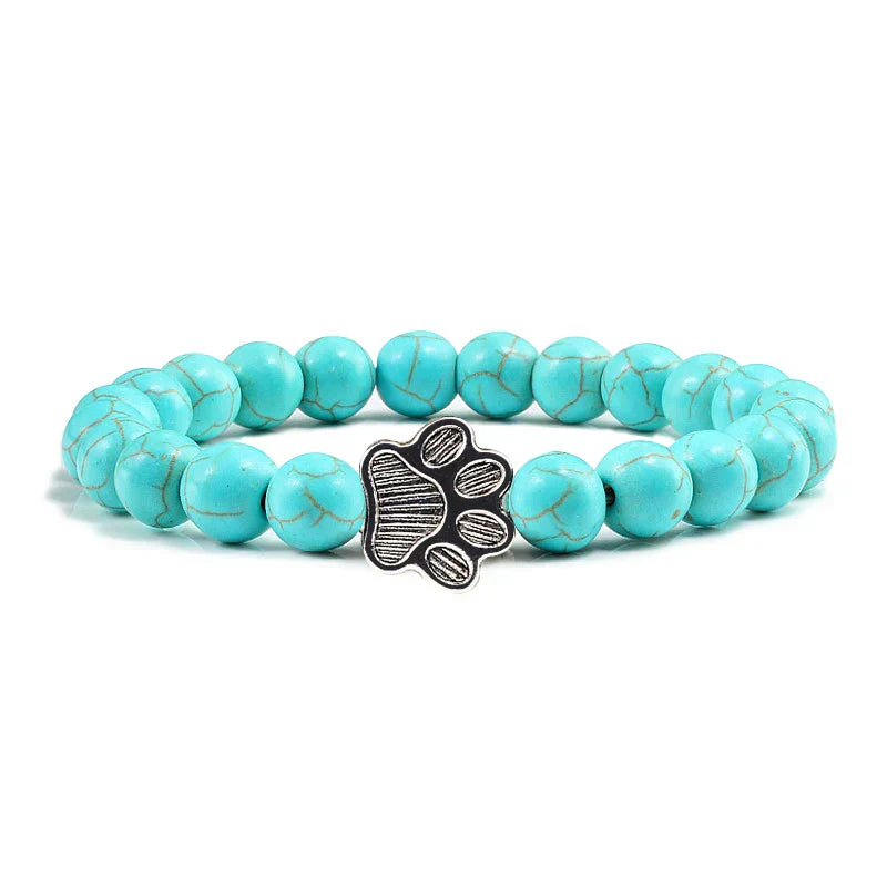 Beaded Paw Bracelet Natural Stone Design