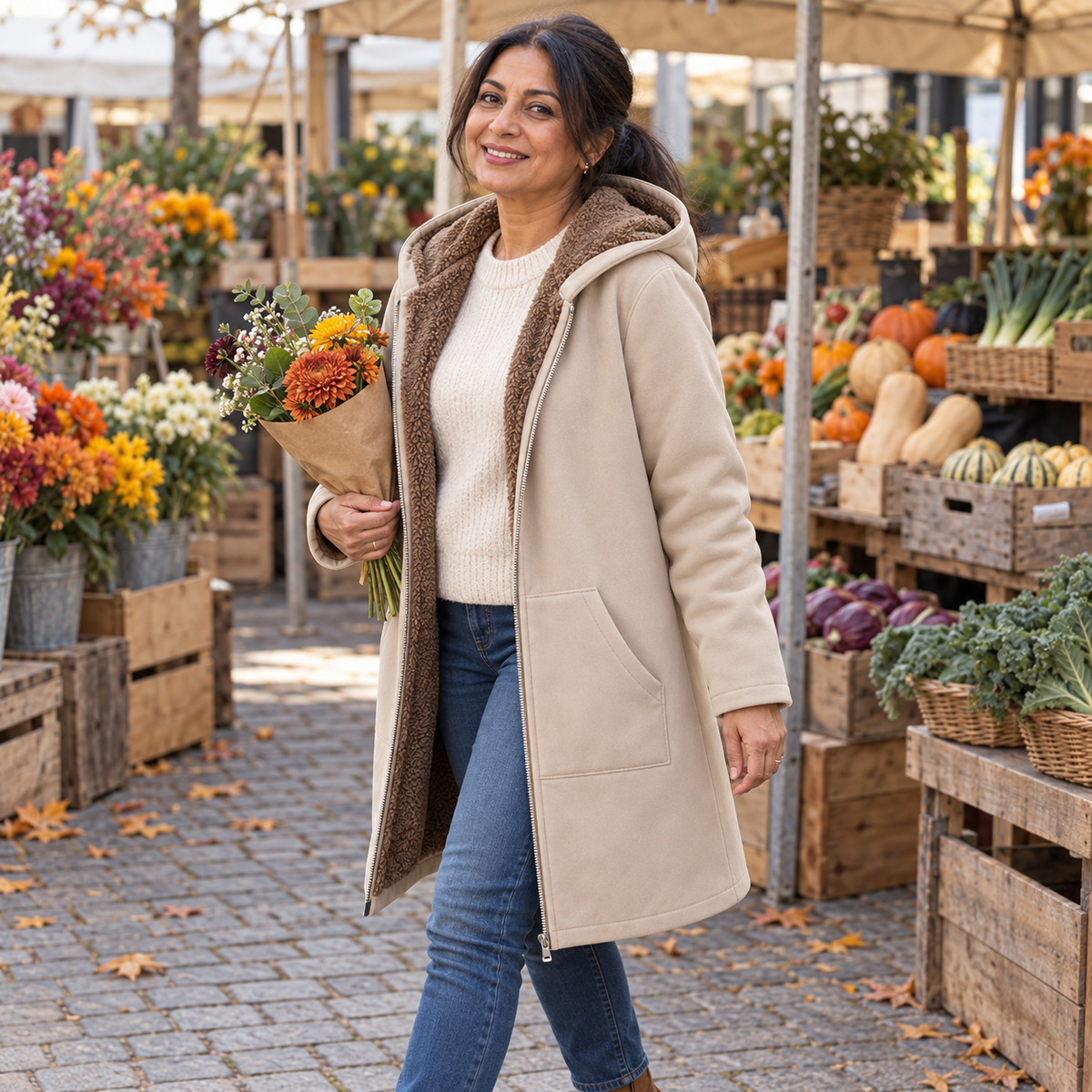 Lillian™ | Cozy Sherpa-Lined Hooded Coat