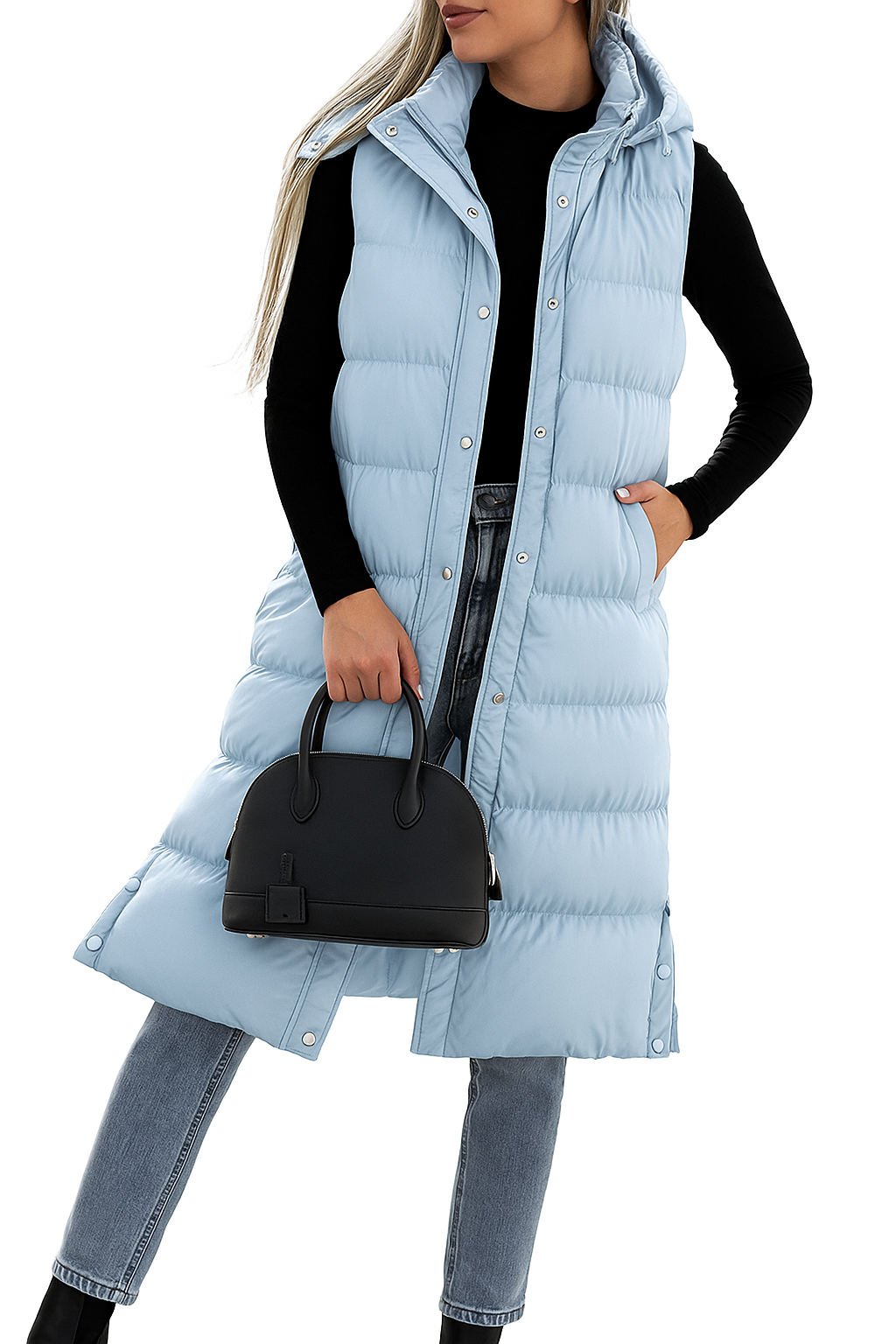 Lumi™ | Puffer Vest Quilted Hooded Maxi Length Button Down