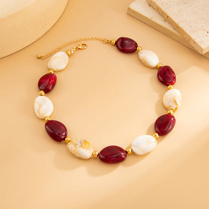 Bohemian Geometric Asymmetrical Beaded Necklace