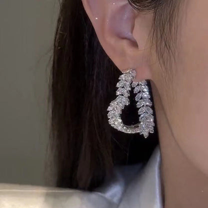 18K Gold-Plated Exquisite Crystal Heart Wheat Earrings