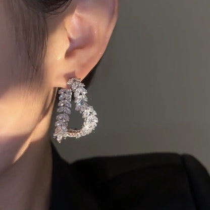 18K Gold-Plated Exquisite Crystal Heart Wheat Earrings