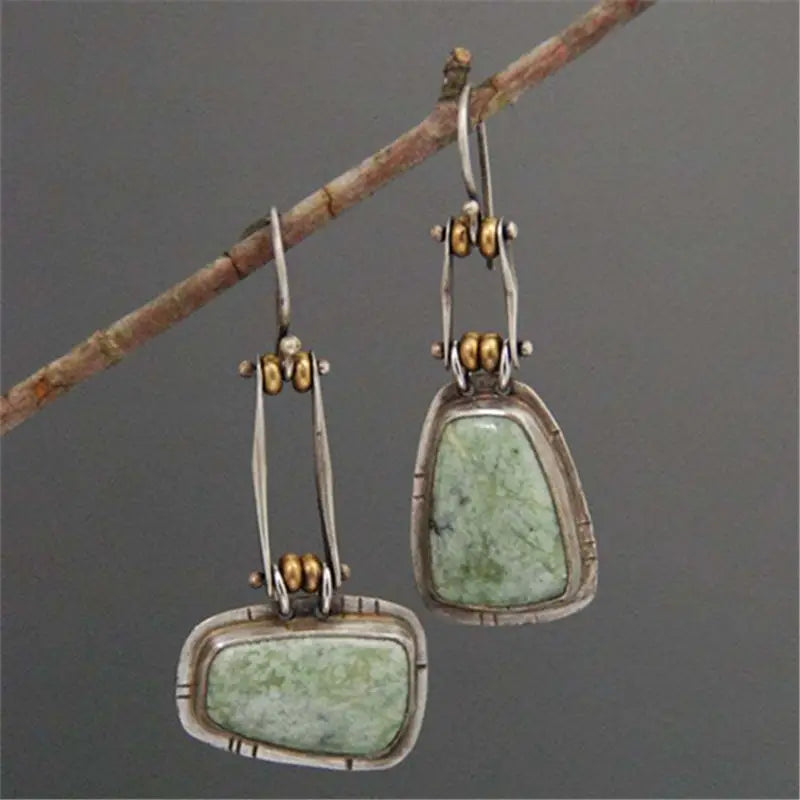 Handcrafted Turquoise Silver Drop Earrings