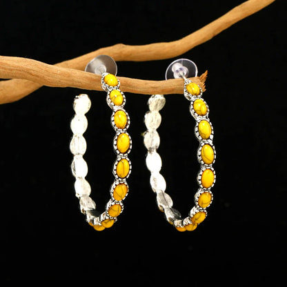 Vintage Oval Silver Hoop Earrings