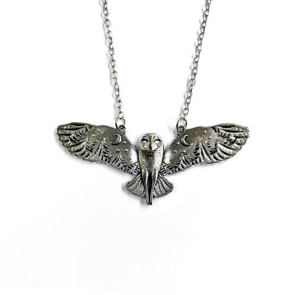 Vintage Owl Moon Necklace