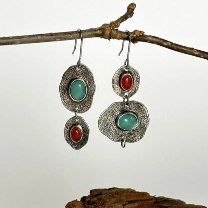 Artisan Silver Multi-Stone Drop Earrings