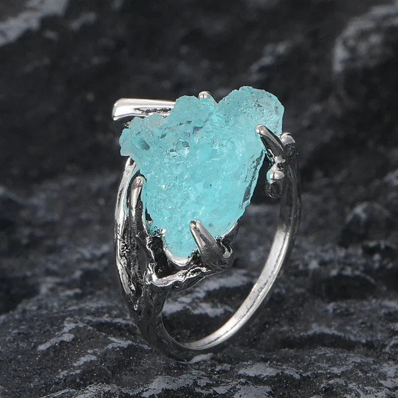 Raw Aqua Quartz Claw Ring
