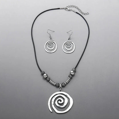Bohemian Spiral Necklace and Earrings Set