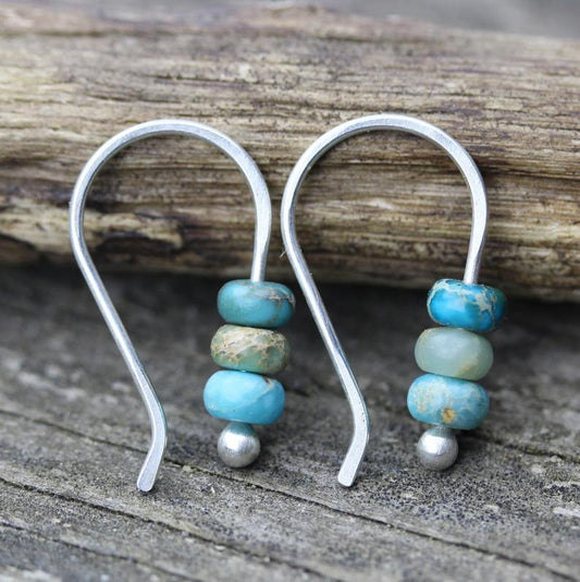 Minimalist Boho Style Turquoise Bead Hook Earrings