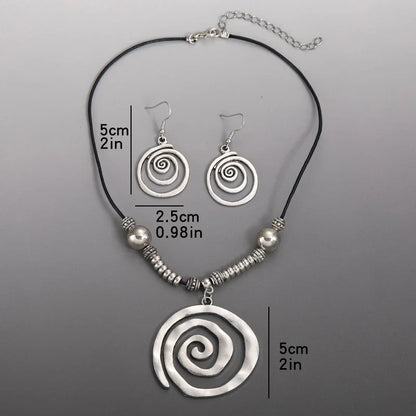 Bohemian Spiral Necklace and Earrings Set