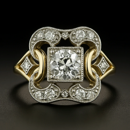 Elegant Vintage Zirconia Gold Ring