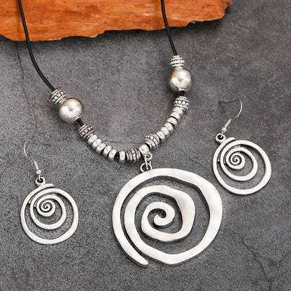 Bohemian Spiral Necklace and Earrings Set