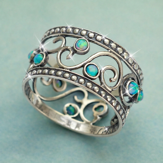 Vintage Bohemian Hollowed Out Design Wide Band Ring