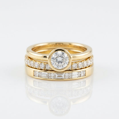 Vintage Bright Round Zirconia Gold Plated Ring Set