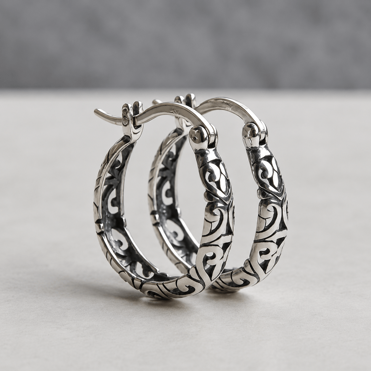 Vintage Irish Celtic Rune Hoop Earrings