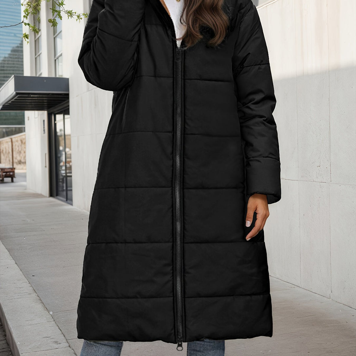 Celeste™ – Plush Quilted Long Hooded Coat