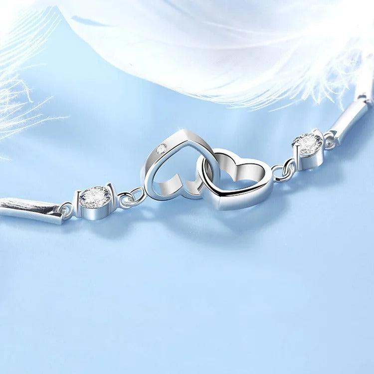 For Love - Distance and Time Will Never Break us Apart Heart to Heart Bracelet