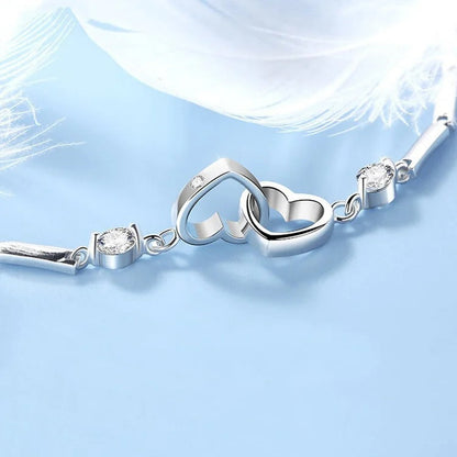 For Love - Distance and Time Will Never Break us Apart Heart to Heart Bracelet