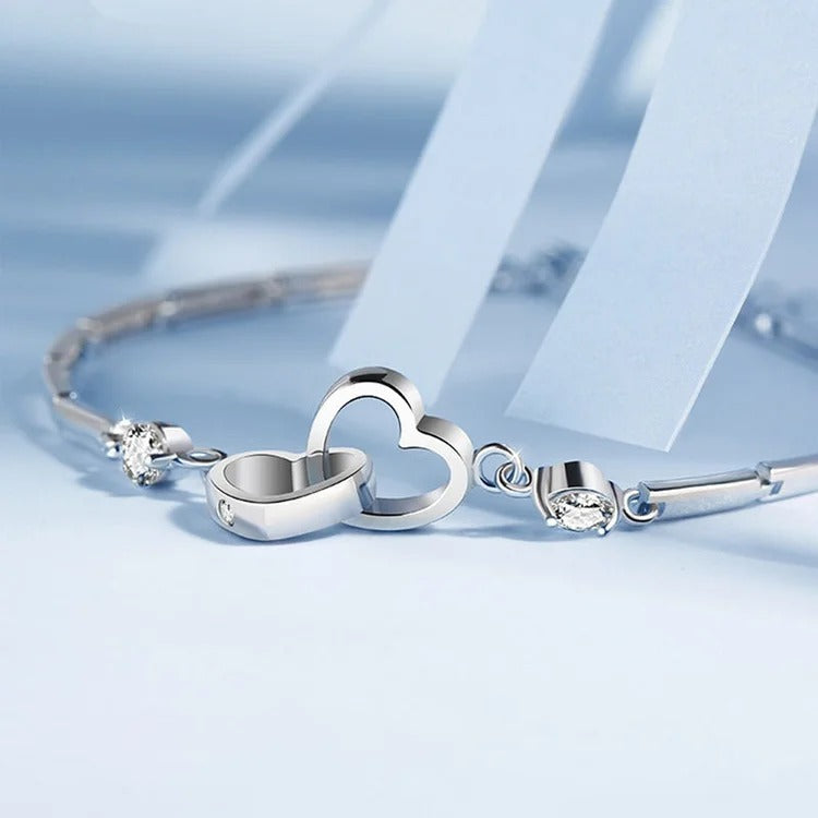 For Love - Distance and Time Will Never Break us Apart Heart to Heart Bracelet