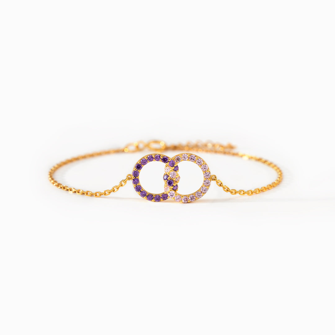 Mother & Daughter Birthstone Knitted Interlocking Bracelet