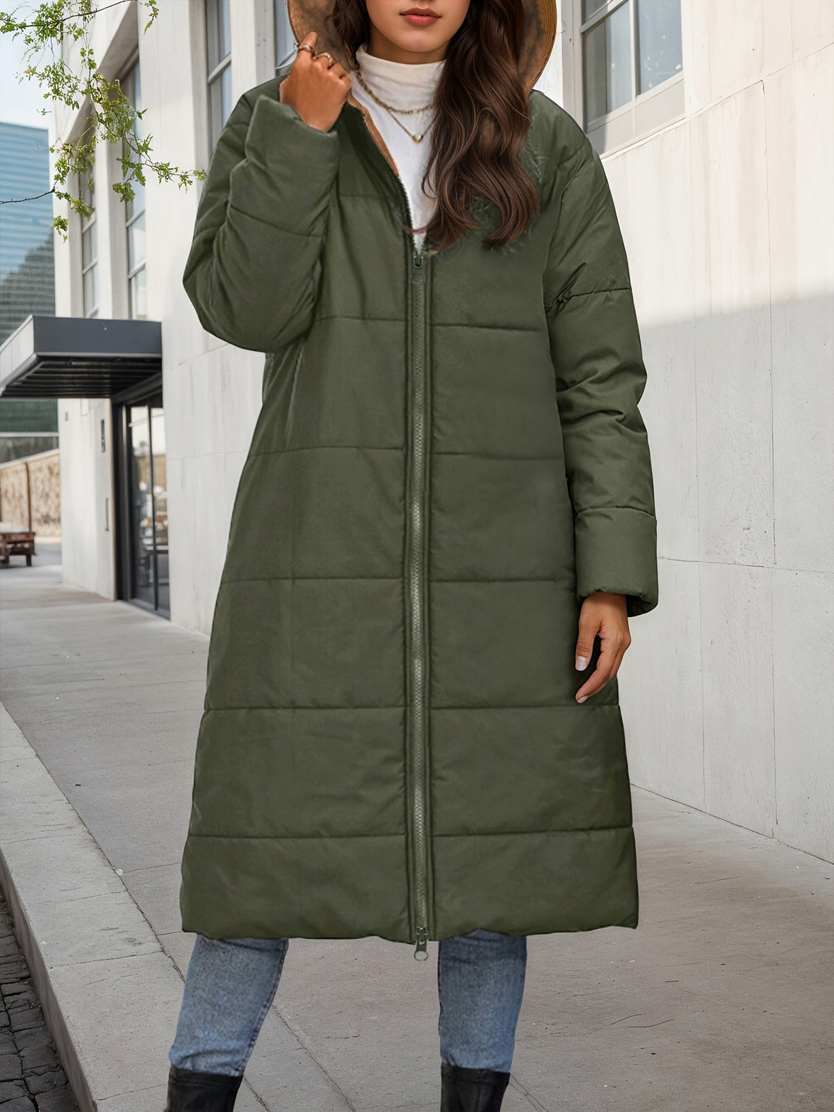 Celeste™ – Plush Quilted Long Hooded Coat
