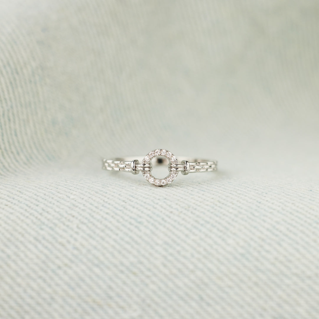 925 Sterling Silver Good Times And Bad Times Emotional Support Pavé Open Circle Ring