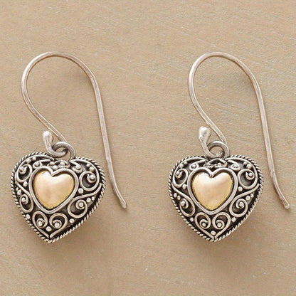 Vintage Heart-Shaped Filigree Drop Earrings