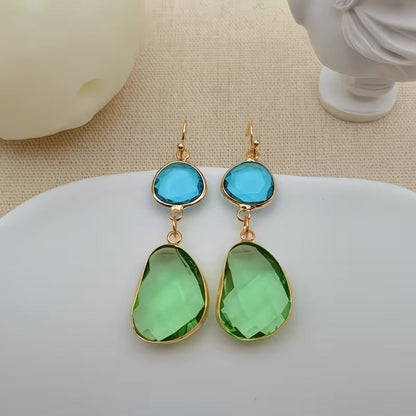 Gold Peridot Minimalist Drop Earrings